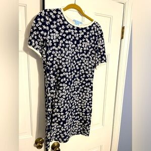 Draper James navy & white floral cotton short sleeve short dress, medium